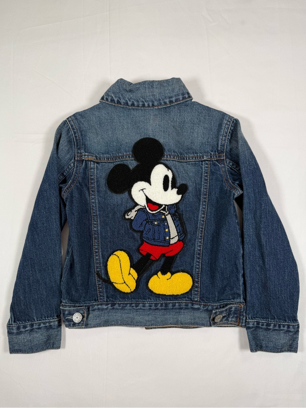 BABY GAP x DISNEY Boys Mickey Mouse Denim Jacket 5 Years Chenille Preppy Retro